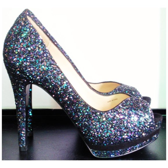 PELLE MODA WHITLEY GLITTER PEEPTOE PLATFORM 7.5 NWB - Picture 4 of 10